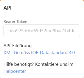 Karte API mit dem Feld Bearer Token