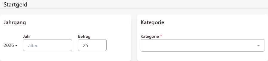 Karten Jahrgang und Kategorie im Bereich Startgeld